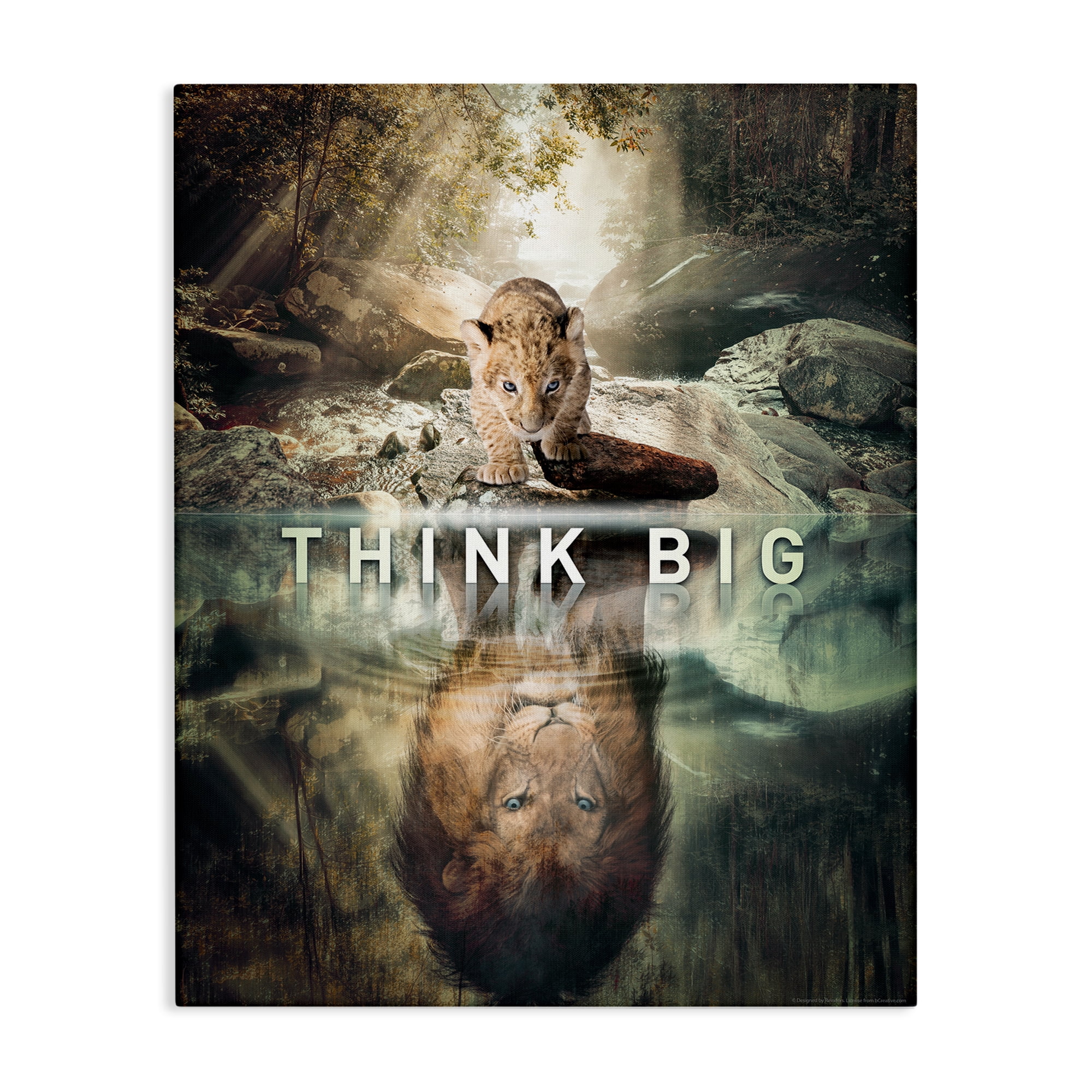 Stupell Industries Think Big Lion & Cub Animals Painting Wrapped Canvas Art Print Wall Art, 24 x 30