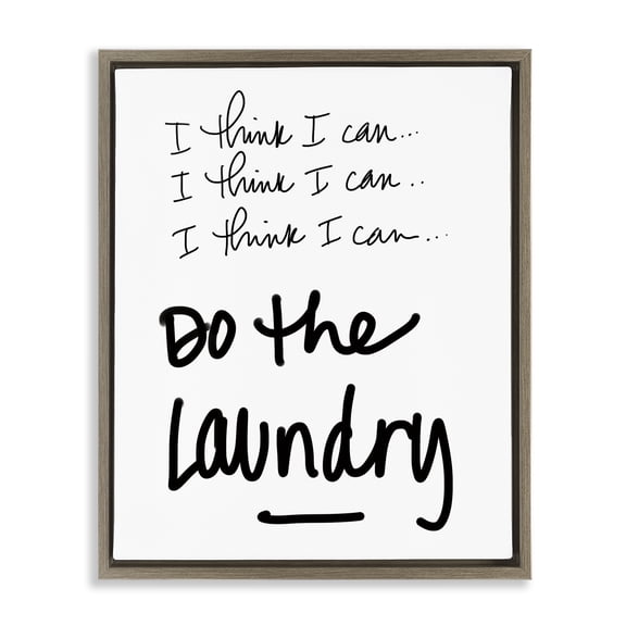 Stupell Industries Think I Can Do Laundry Brown Framed Floater Canvas Wall Art, design by SD Graphics Studio