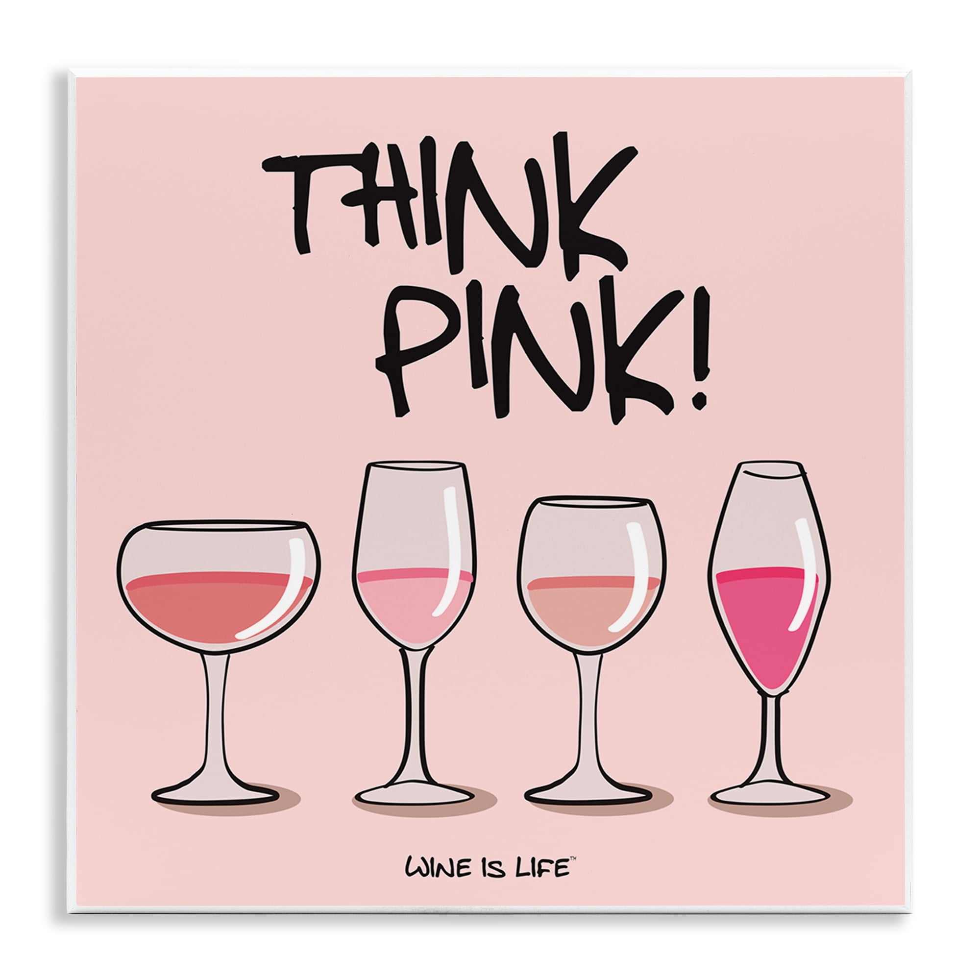 Stupell Industries Think Pink Champagne Food & Beverage Painting Unframed Art Print Wall Art, 12 x 12
