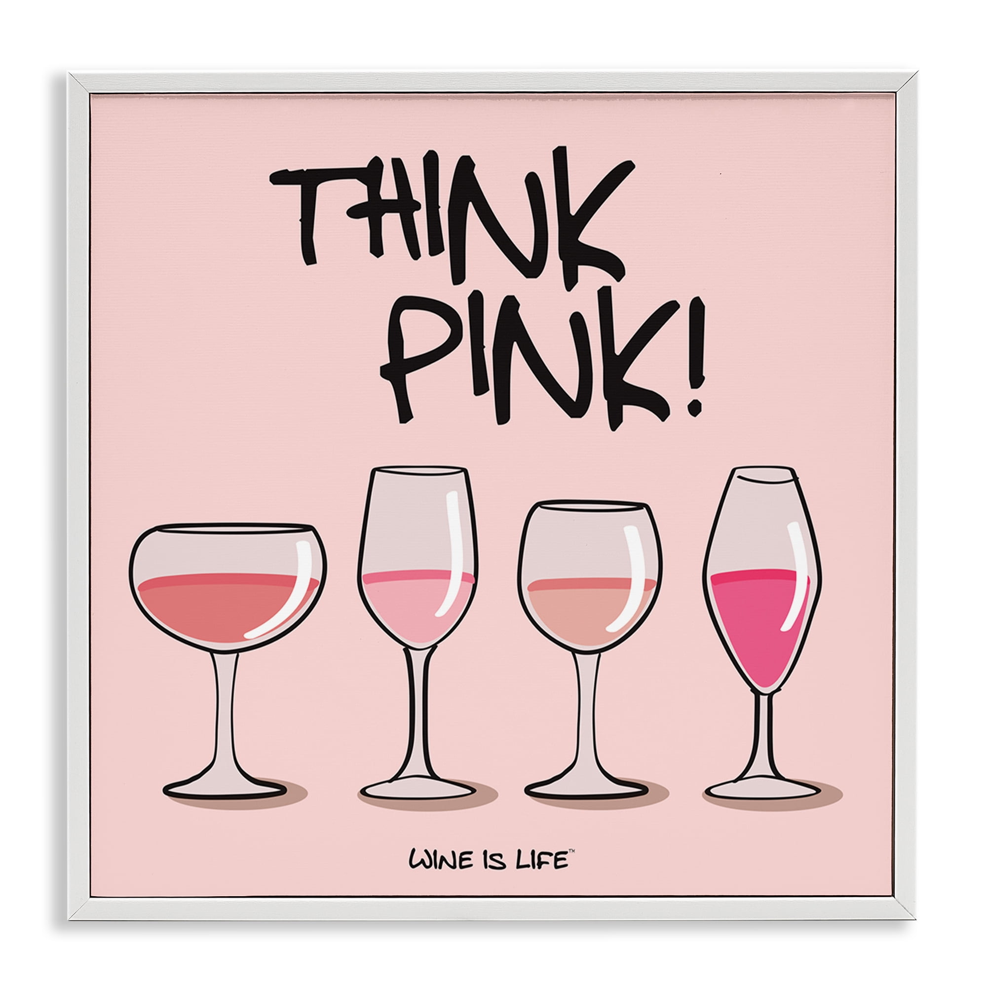 Stupell Industries Think Pink Champagne Food & Beverage Painting White Framed Art Print Wall Art, 24 x 24