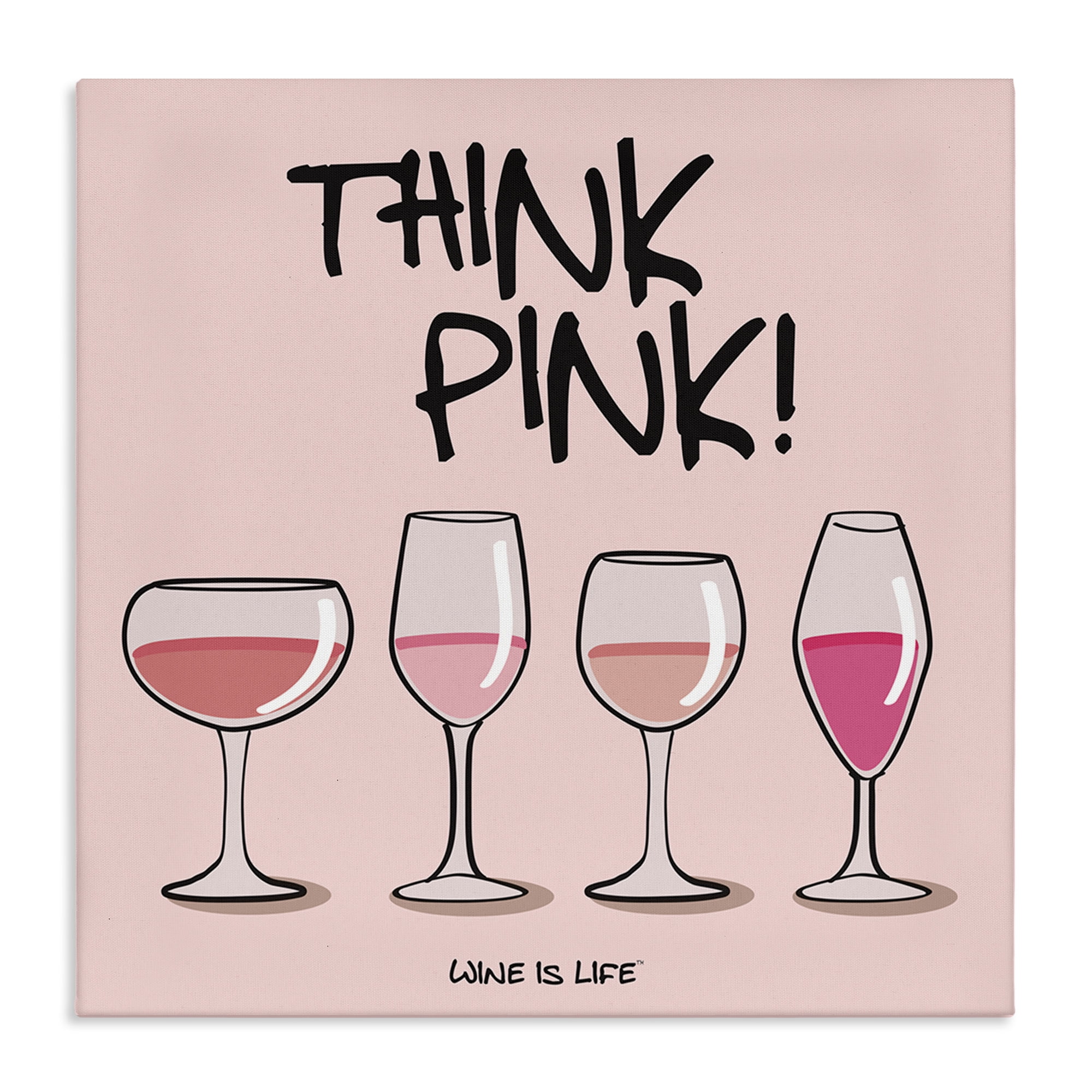 Stupell Industries Think Pink Champagne Food & Beverage Painting Wrapped Canvas Art Print Wall Art, 24 x 24