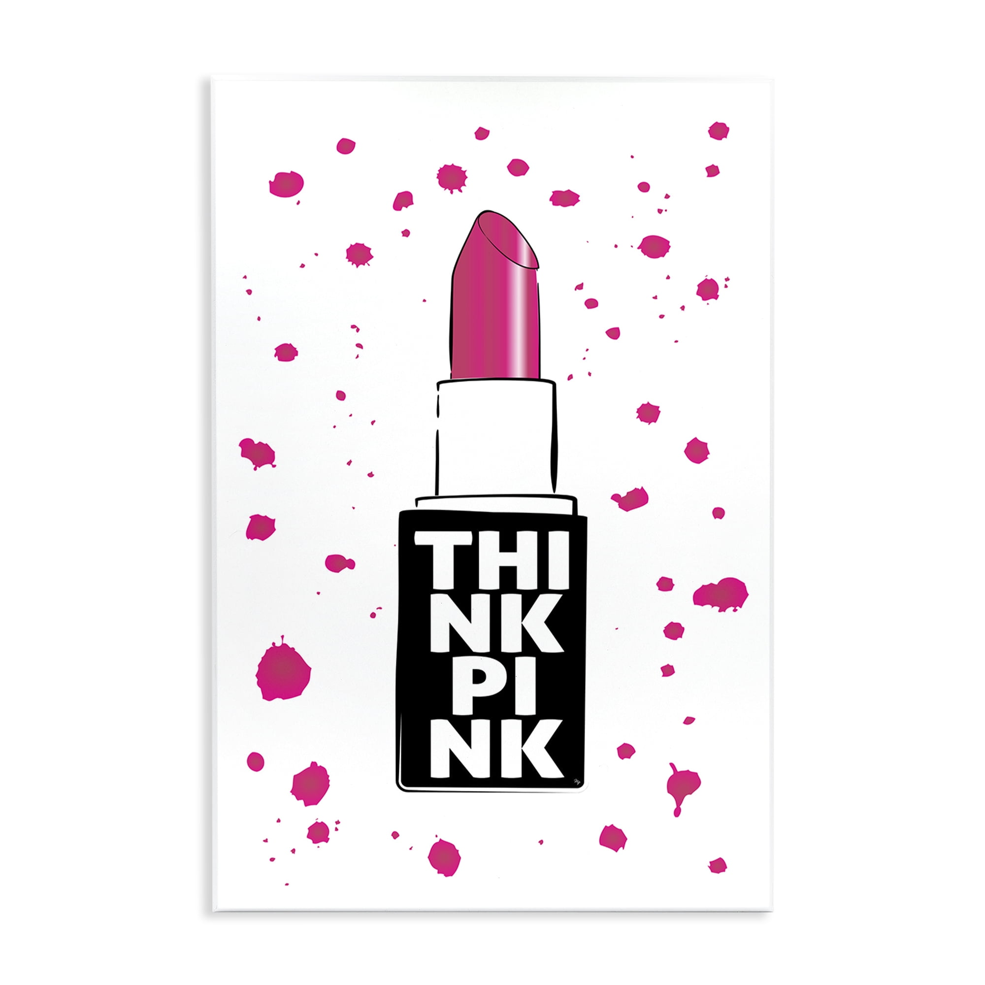 Stupell Industries Think Pink Lipstick Wall Plaque Art, design by Martina Pavlova