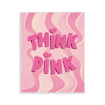 Stupell Industries Think Pink Wavy Pattern Text & Numbers Painting Unframed Art Print Wall Art, 11 x 14