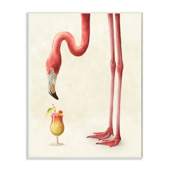 Stupell Industries Thirsty Pink Flamingo Tropical Long Leg Drink Humor Graphic Art Unframed Art Print Wall Art, 10x15, by Ziwei Li