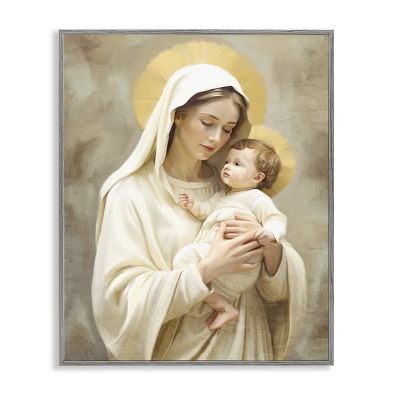 Stupell Industries This Child Religious Portrait Spiritual Painting Gray Framed Art Print Wall Art, 11 x 14