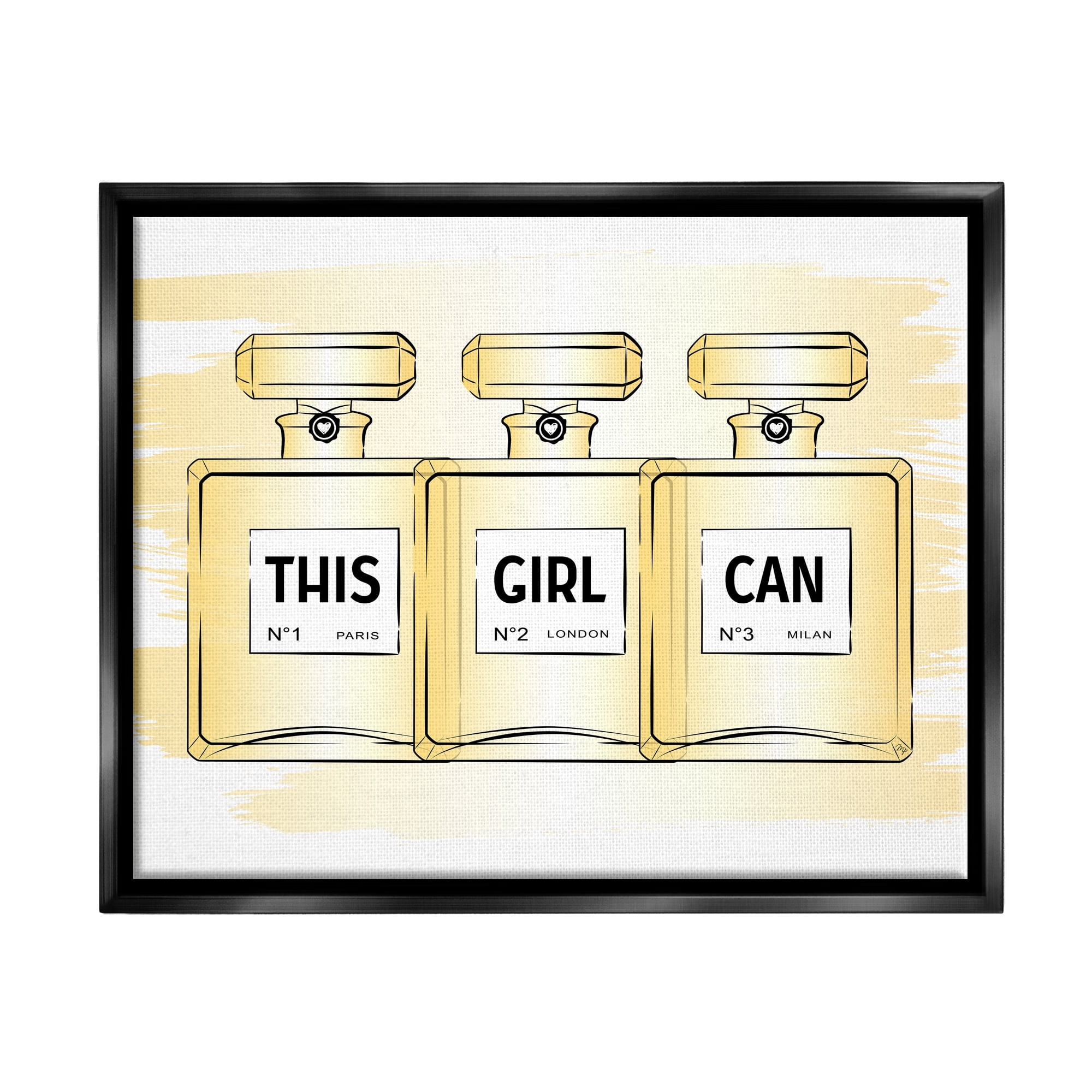 Stupell Industries This Girl Can Motivational Perfume Beauty & Fashion Painting Black Floater Framed Art Print Wall Art
