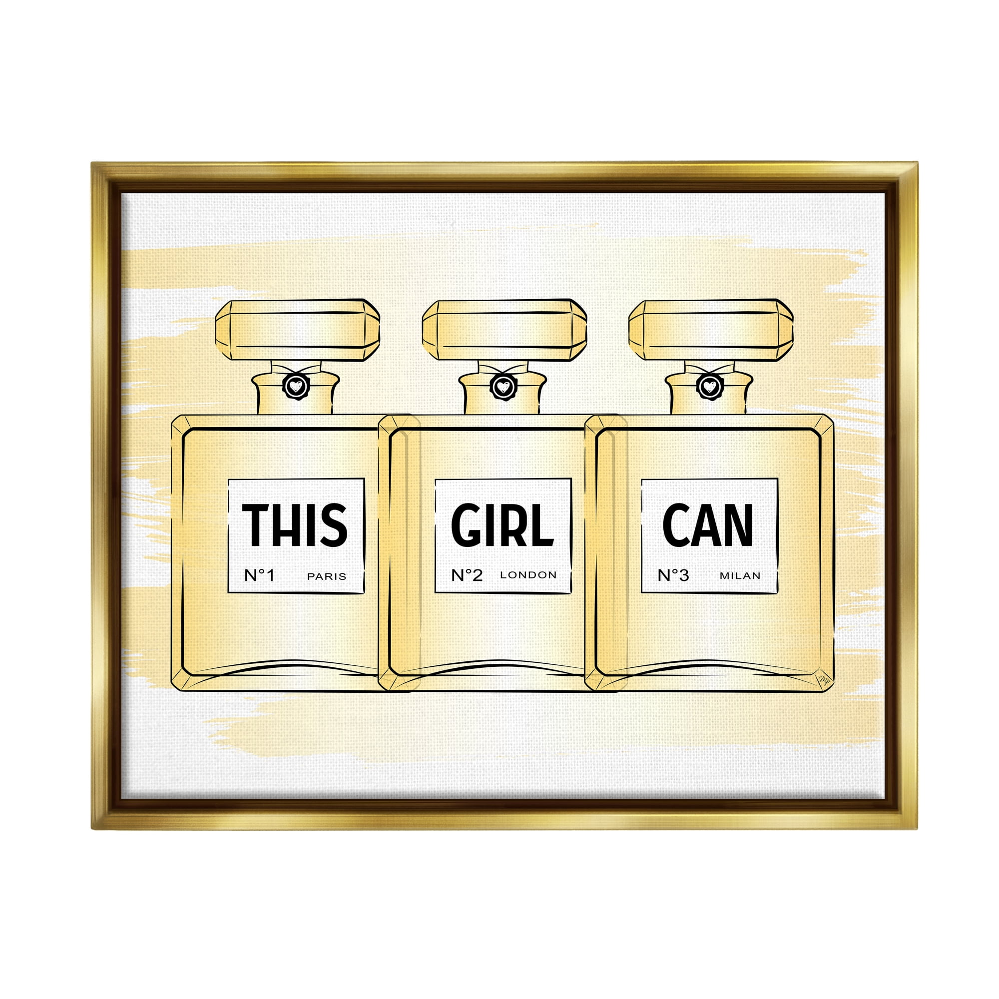 Stupell Industries This Girl Can Motivational Perfume Beauty & Fashion Painting Gold Floater Framed Art Print Wall Art