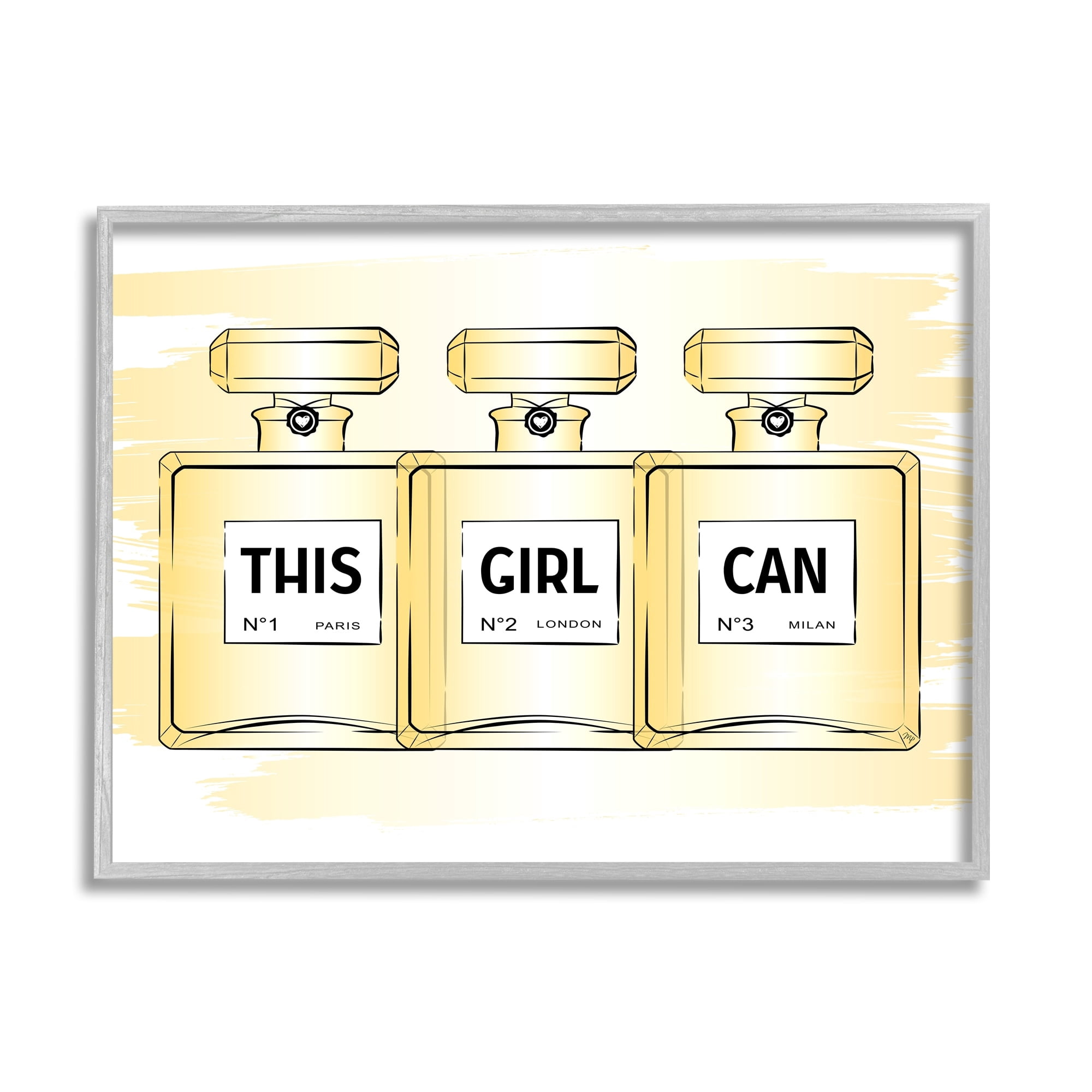 Stupell Industries This Girl Can Motivational Perfume Beauty & Fashion Painting Gray Framed Art Print Wall Art