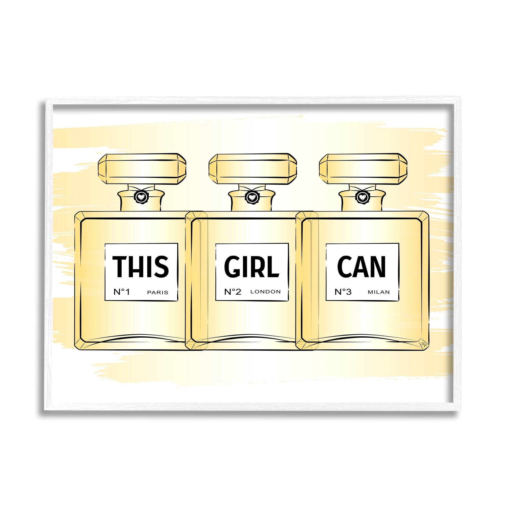 Stupell Industries This Girl Can Motivational Perfume Beauty & Fashion Painting White Framed Art Print Wall Art
