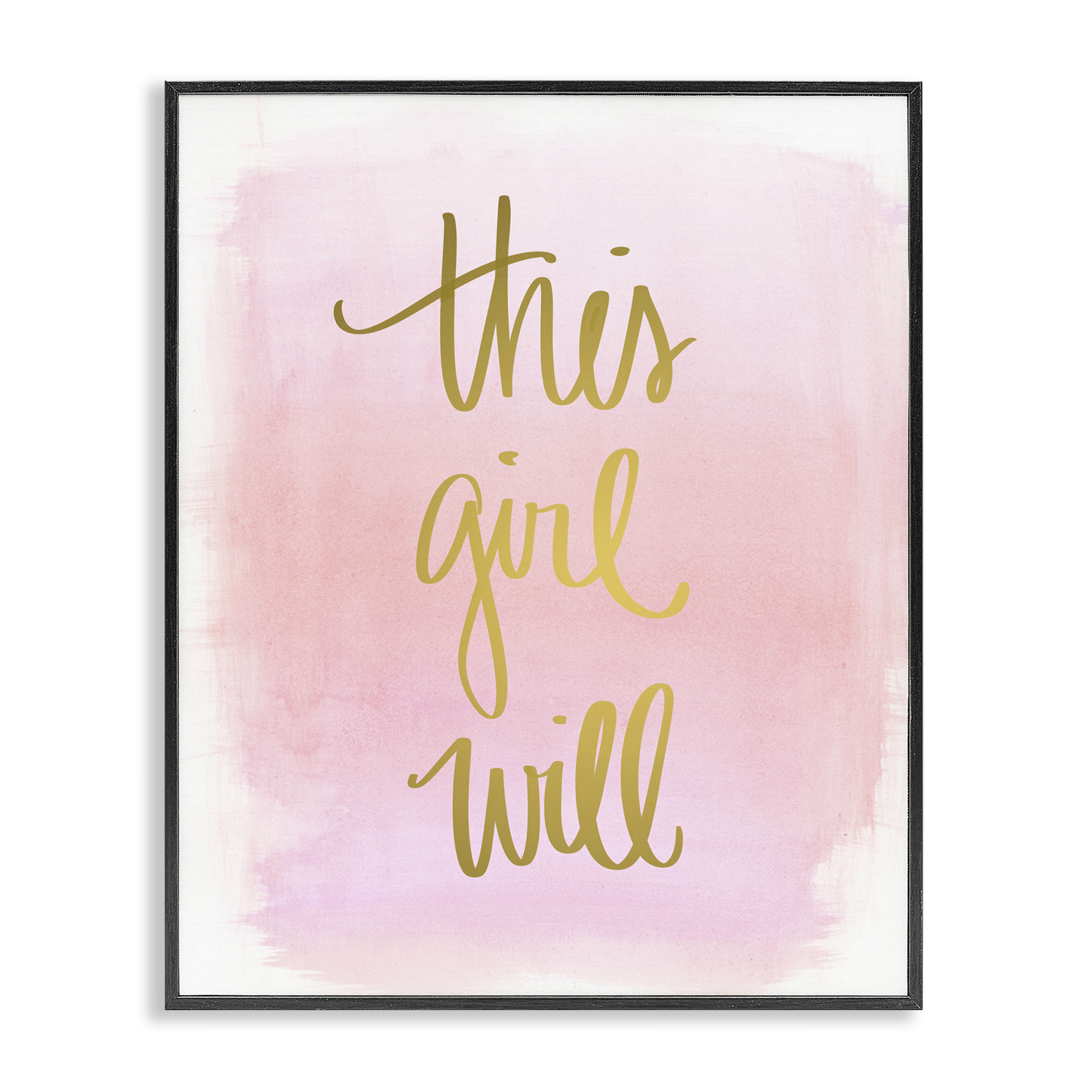 Stupell Industries This Girl Will on Pink Text & Numbers Painting Black Framed Art Print Wall Art, 16 x 20
