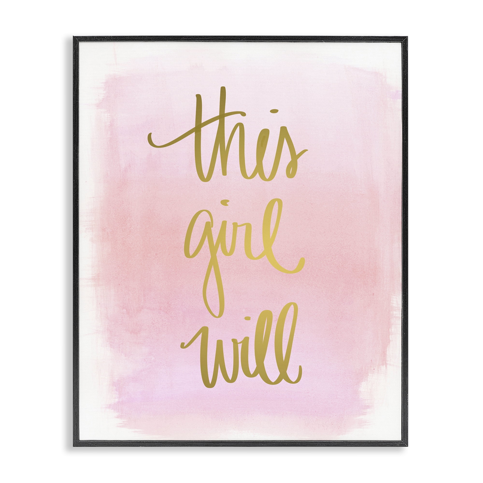 Stupell Industries This Girl Will on Pink Text & Numbers Painting Black Framed Art Print Wall Art, 24 x 30