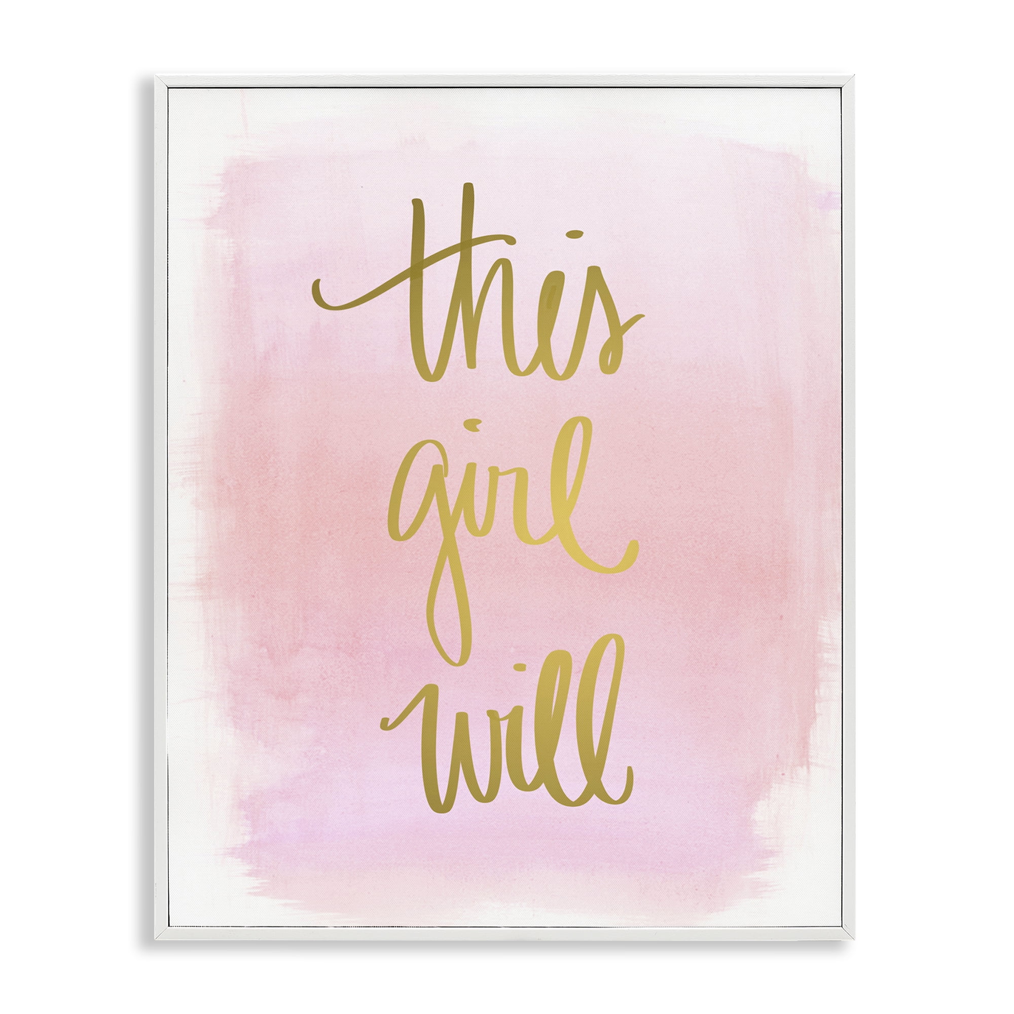 Stupell Industries This Girl Will on Pink Text & Numbers Painting White Framed Art Print Wall Art, 11 x 14