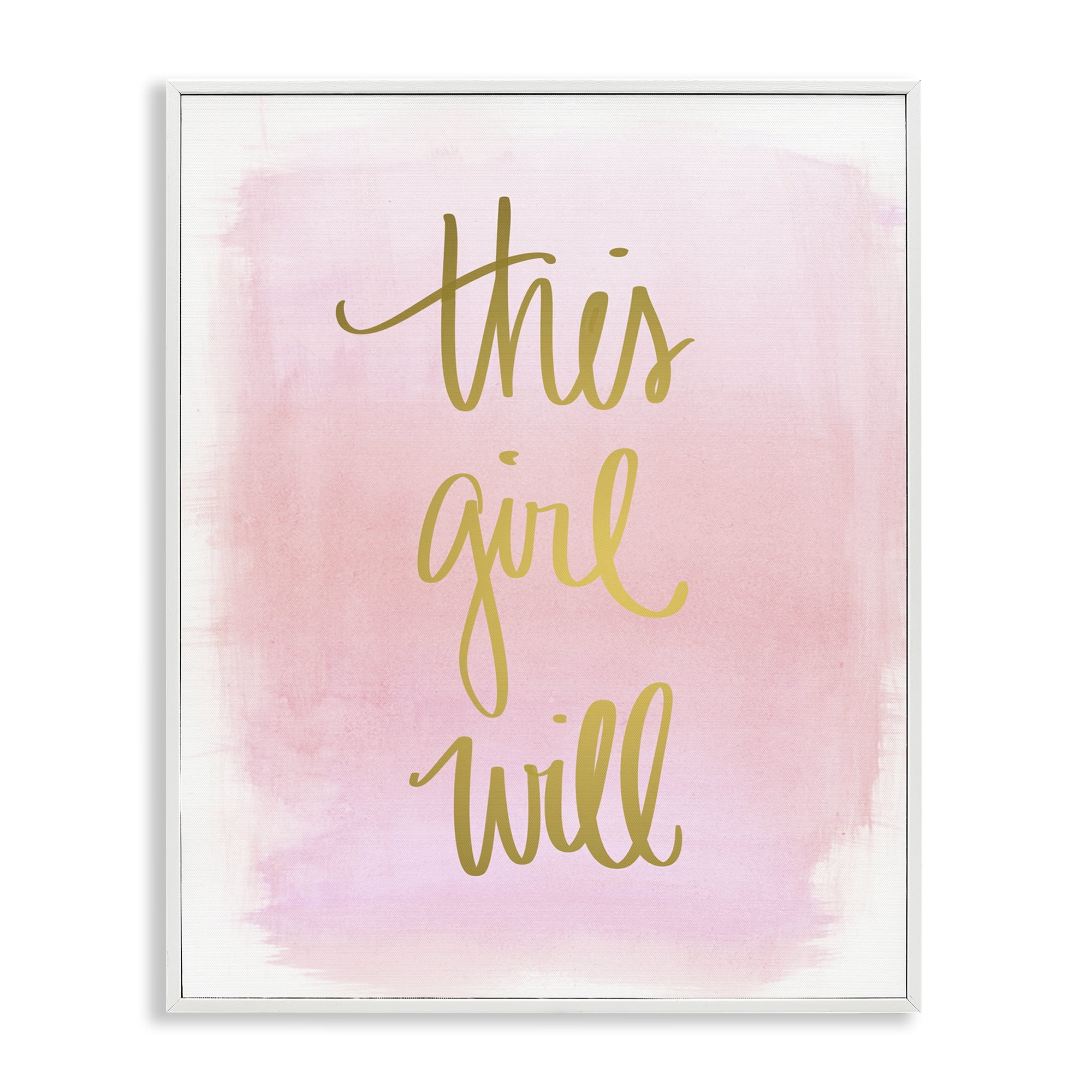 Stupell Industries This Girl Will on Pink Text & Numbers Painting White Framed Art Print Wall Art, 24 x 30