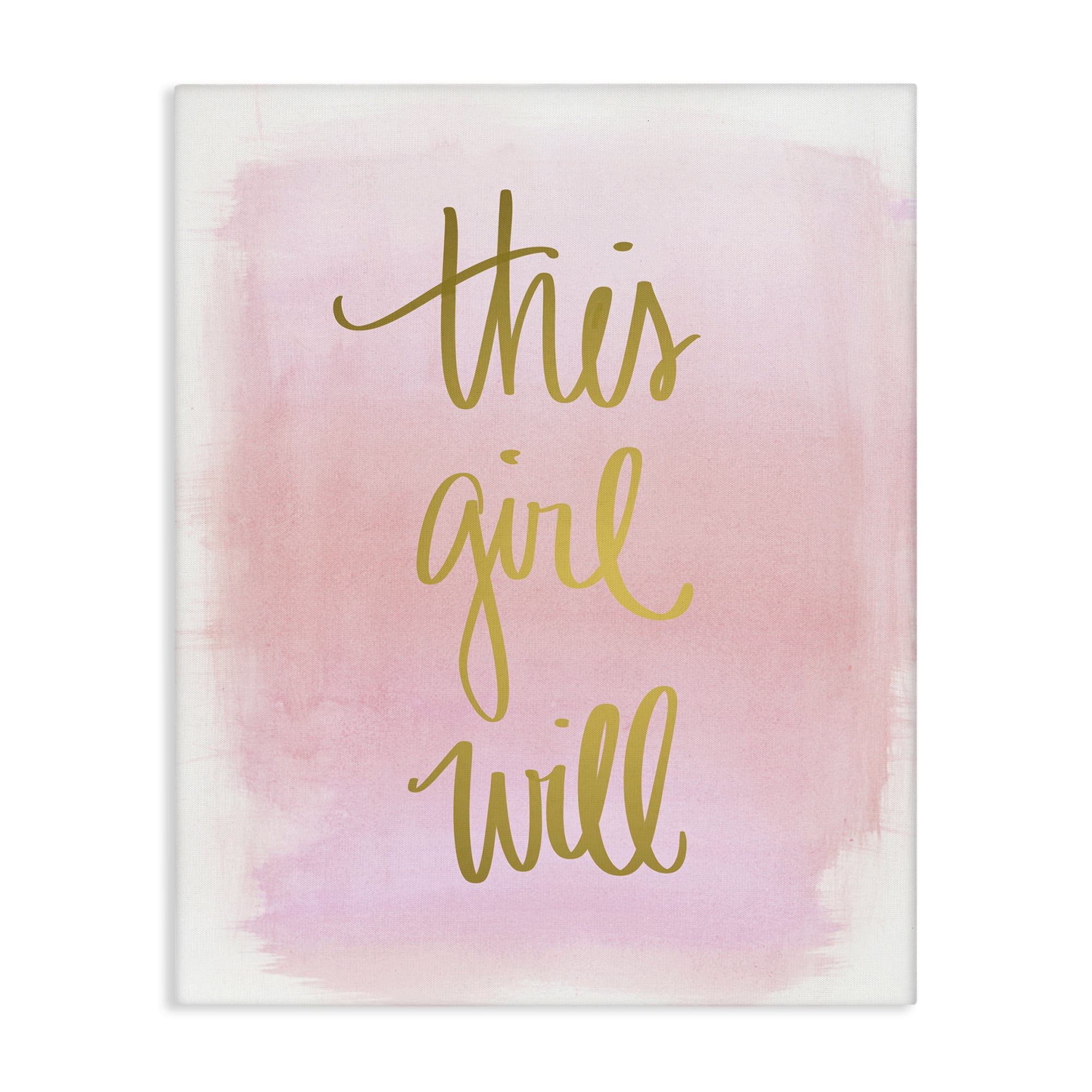 Stupell Industries This Girl Will on Pink Text & Numbers Painting Wrapped Canvas Art Print Wall Art, 24 x 30
