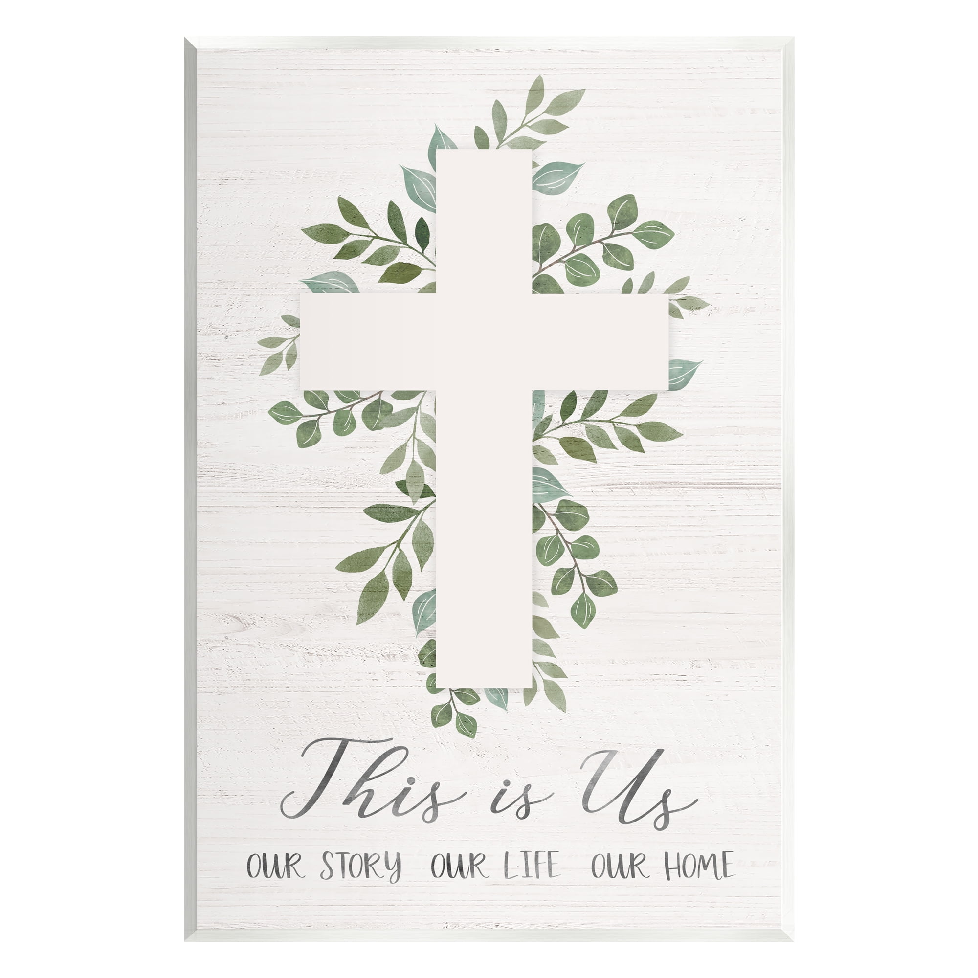 Stupell Industries This Is Us Botanical Cross Symbol Religious Painting Unframed Art Print Wall Art
