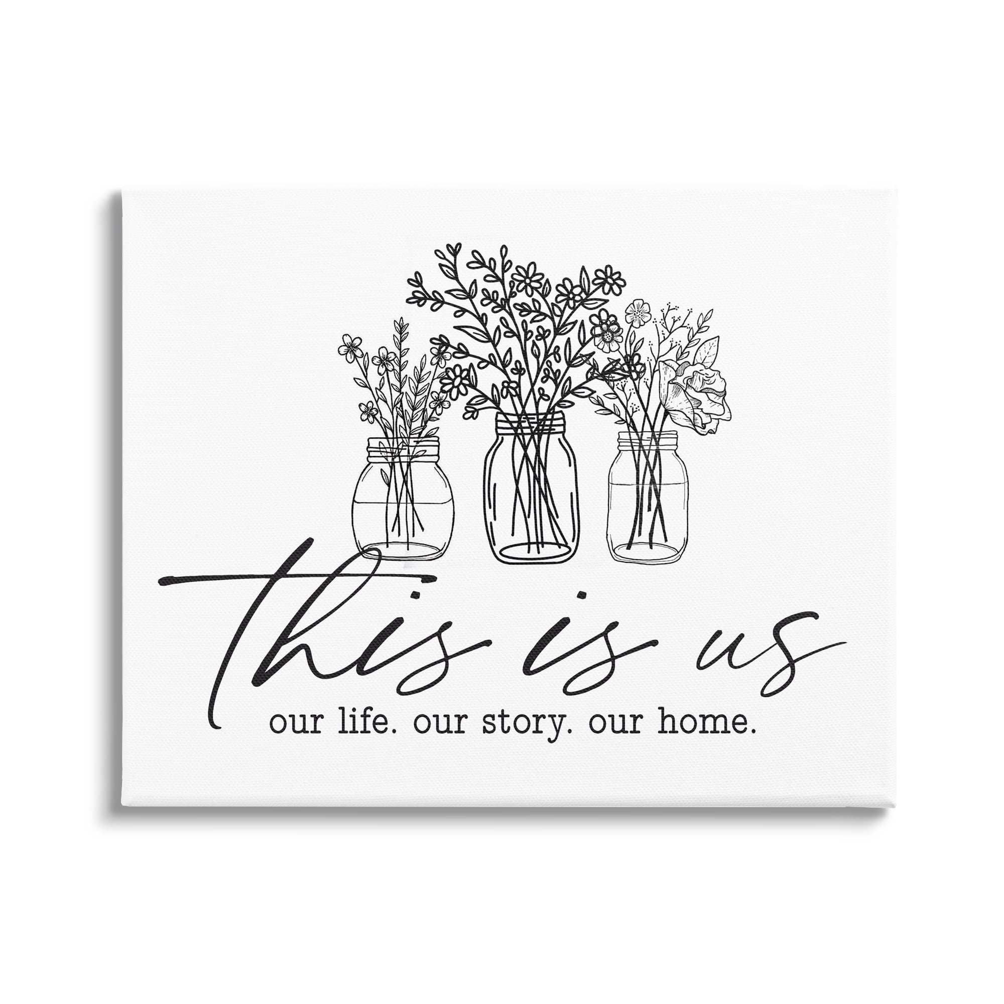 Stupell Industries This Is Us Family Cottage Florals Herbs Bouquet Graphic Art Gallery Wrapped Canvas Print Wall Art, Design by Lettered and Lined