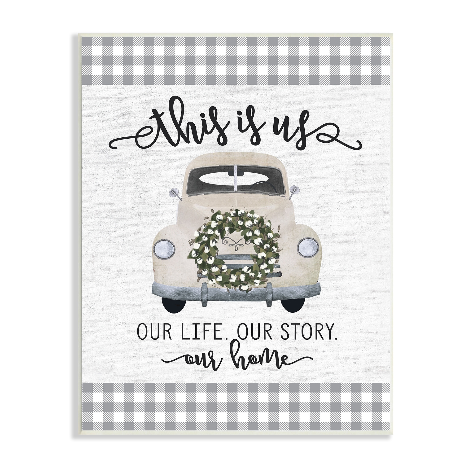 Stupell Industries This Is Us Home Phrase Farmhouse Truck Plaid, 13 x 19,Design by Letter and Lined