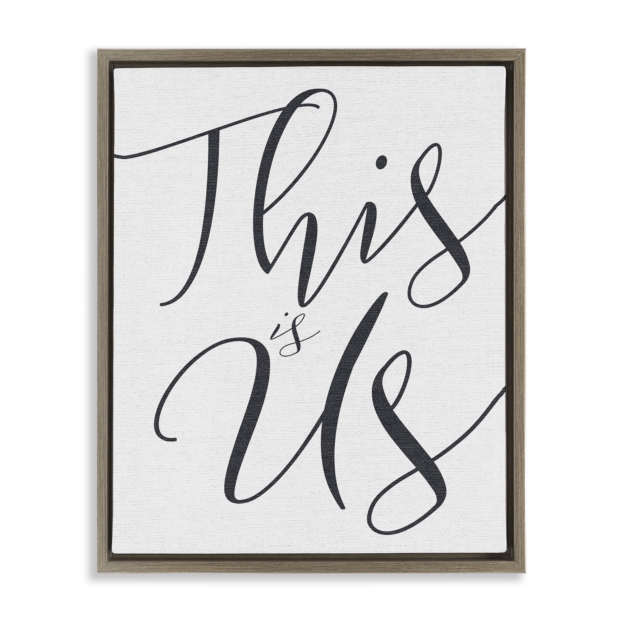 Stupell Industries This Is Us Typography Inspirational Painting Brown Floater Framed Canvas Art Print Wall Art, 25 x 31