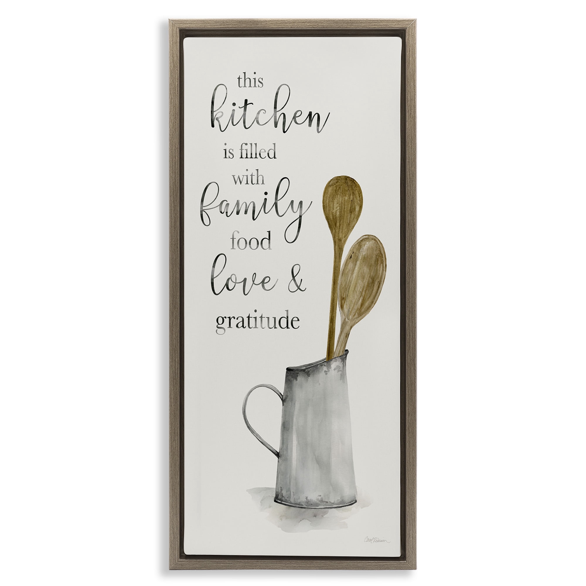 Stupell Industries This Kitchen Family Phrase Food & Beverage Painting Brown Floater Framed Canvas Art Print Wall Art, 15 x 31