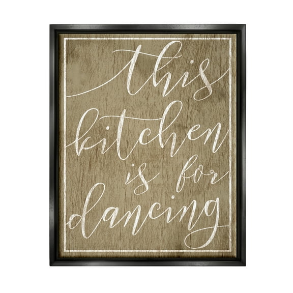 Stupell Industries This Kitchen is For Dancing Jet Black Framed Floating Canvas Wall Art, 16x20, by Daphne Polselli