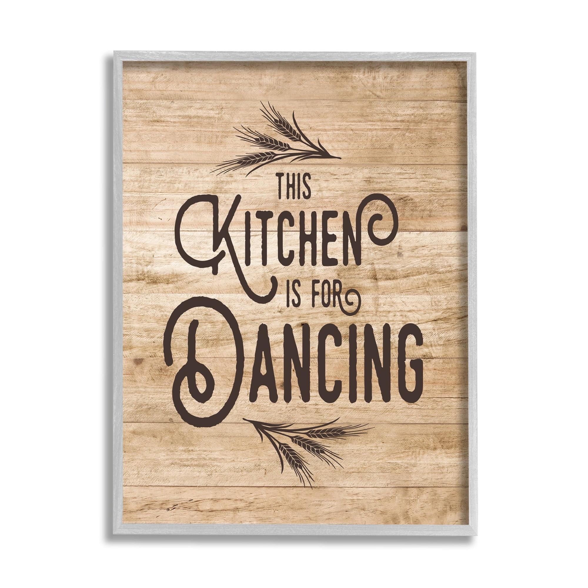 Stupell Industries This Kitchen is for Dance Distressed Graphic Art Gray Framed Art Print Wall Art, 24x30, by Lettered and Lined