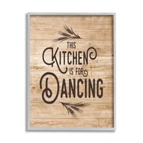 Stupell Industries This Kitchen is for Dance Distressed Graphic Art Gray Framed Art Print Wall Art, 24x30, by Lettered and Lined