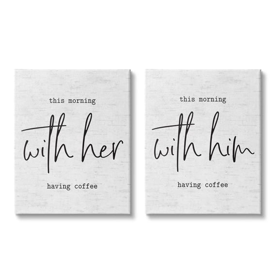 Stupell Industries This Morning With Him and Her Romantic Couple Phrase Canvas Wall Art Design by Lettered and Lined, 2 Piece, 24" x 30"