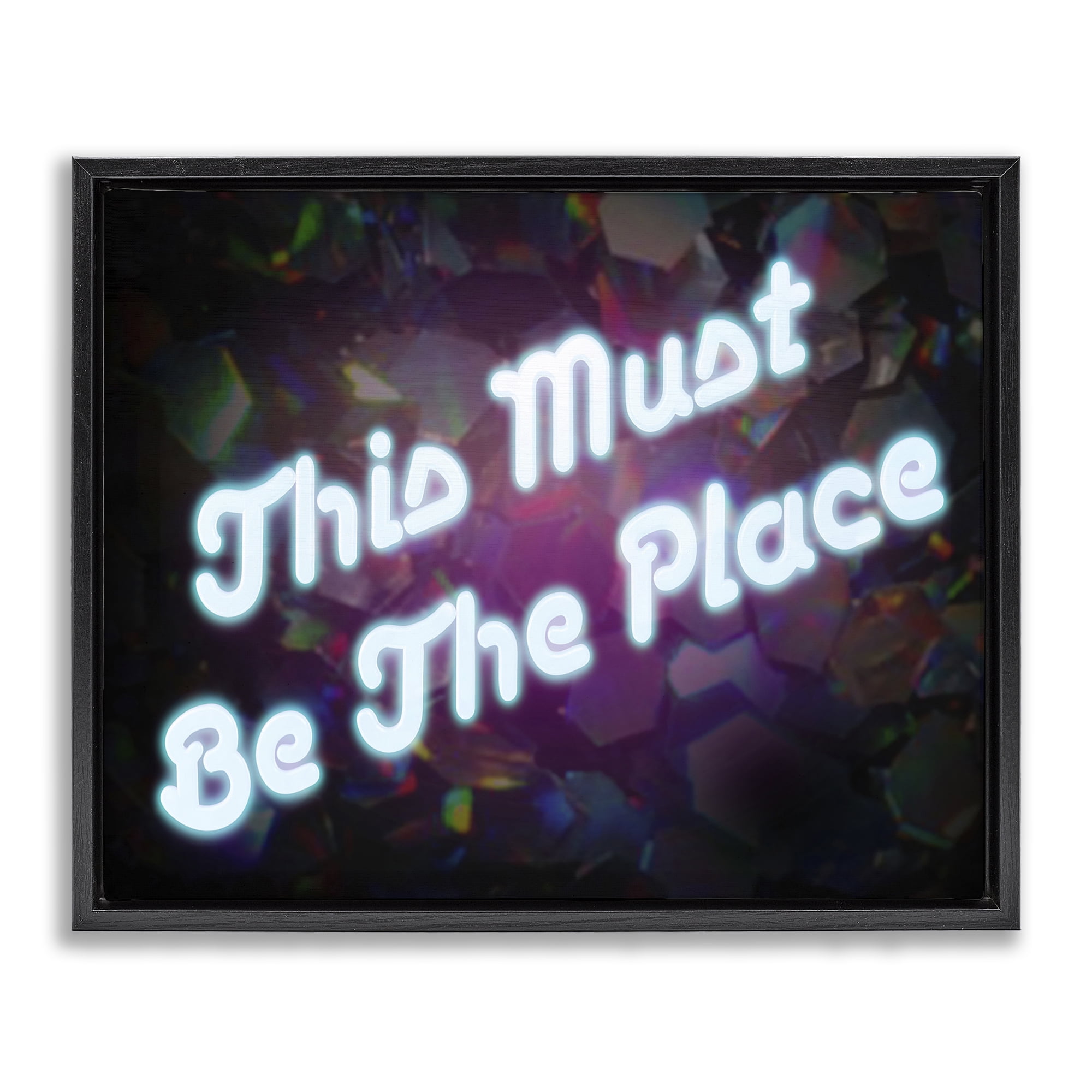 Stupell Industries This Must Be The Place Text & Numbers Painting Black Floater Framed Canvas Art Print Wall Art, 31 x 25