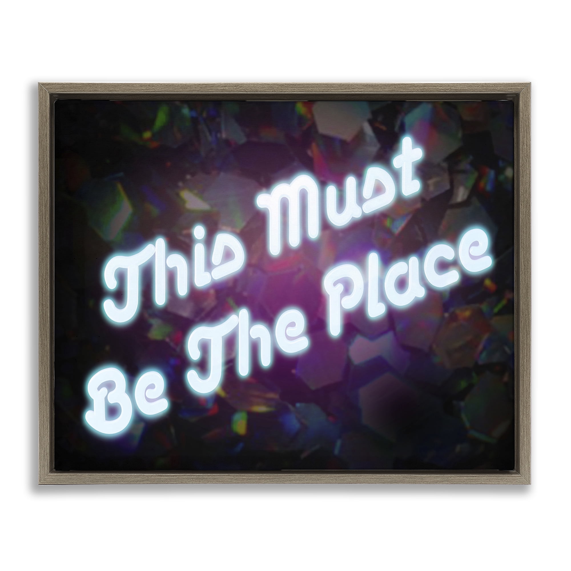 Stupell Industries This Must Be The Place Text & Numbers Painting Brown Floater Framed Canvas Art Print Wall Art, 31 x 25