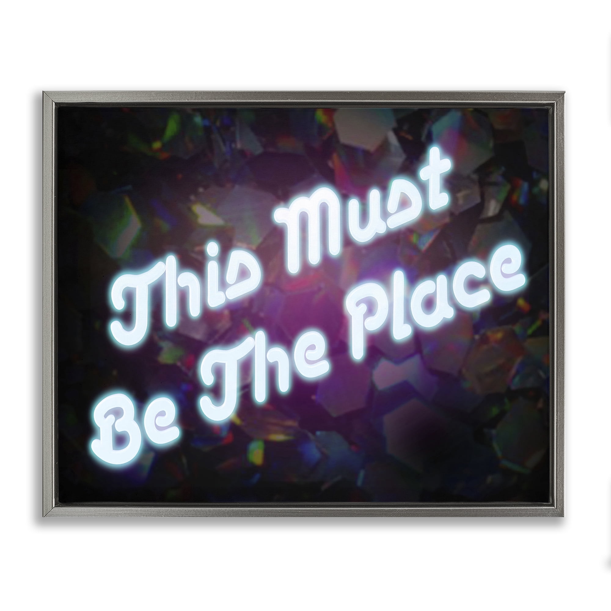 Stupell Industries This Must Be The Place Text & Numbers Painting Gray Floater Framed Canvas Art Print Wall Art, 21 x 17