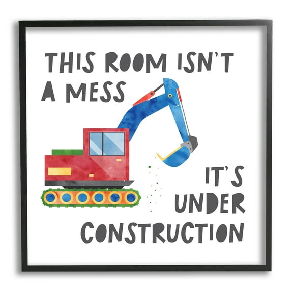 Stupell Industries This Room Is Under Construction Phrase Graphic Art Black Framed Art Print Wall Art, Design by Jennifer McCulley