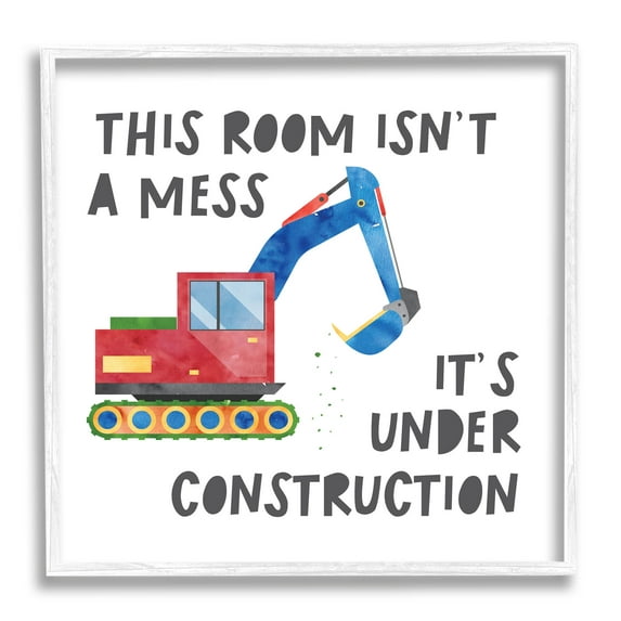 Stupell Industries This Room Is Under Construction Phrase Graphic Art White Framed Art Print Wall Art, Design by Jennifer McCulley