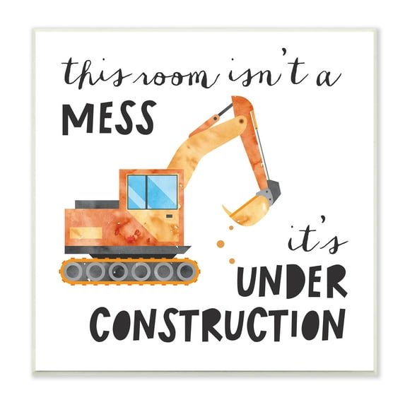 Stupell Industries This Room is Under Construction Kids' Room Sign Transportation Painting Unframed Art Print Wall Art, 12 x 12