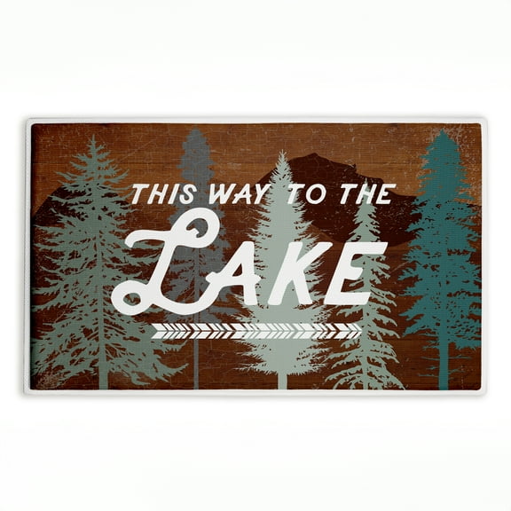 Stupell Industries This Way To Lake Retro Printed Plush Bath Mat and Bath Rug, design by Lula Bijoux & co., 18"x30"