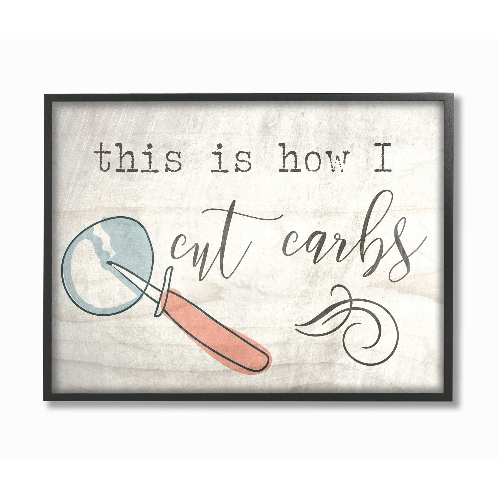 Stupell Industries This is How I Cut Carbs Novelty Painting Black Framed Art Print Wall Art, 11 x 14
