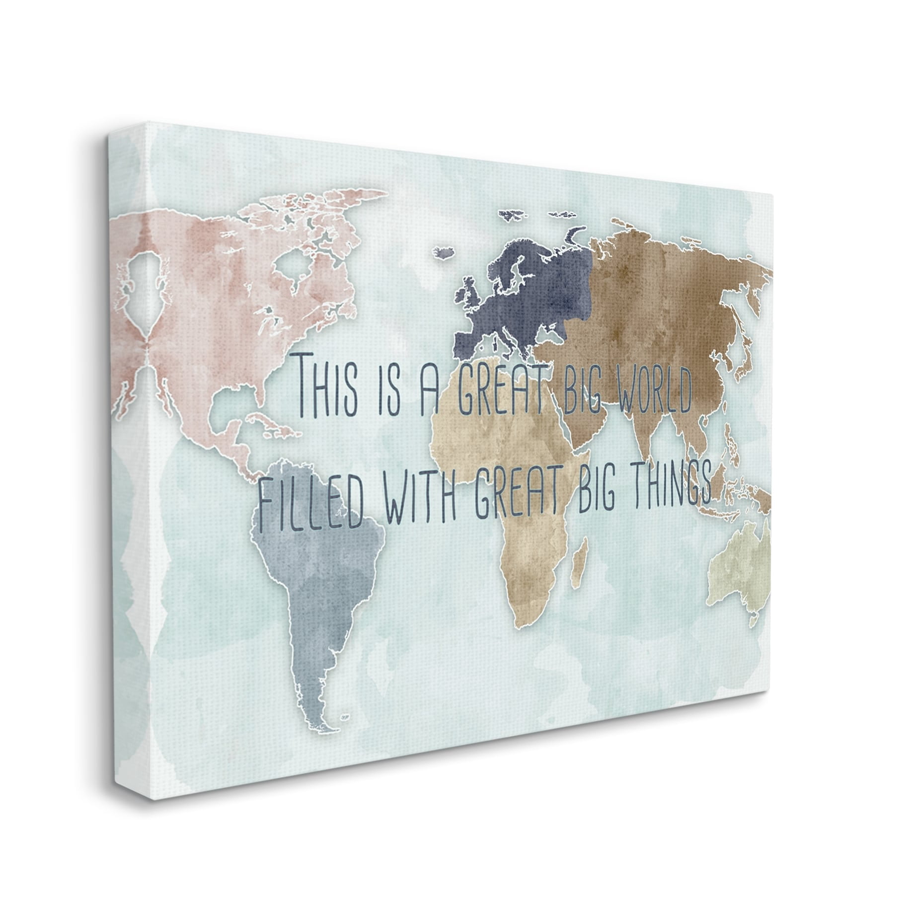 Stupell Industries This is a Great Big World Phrase Map of Continents Canvas Wall Art, 24 x 30, Design by Ziwei Li