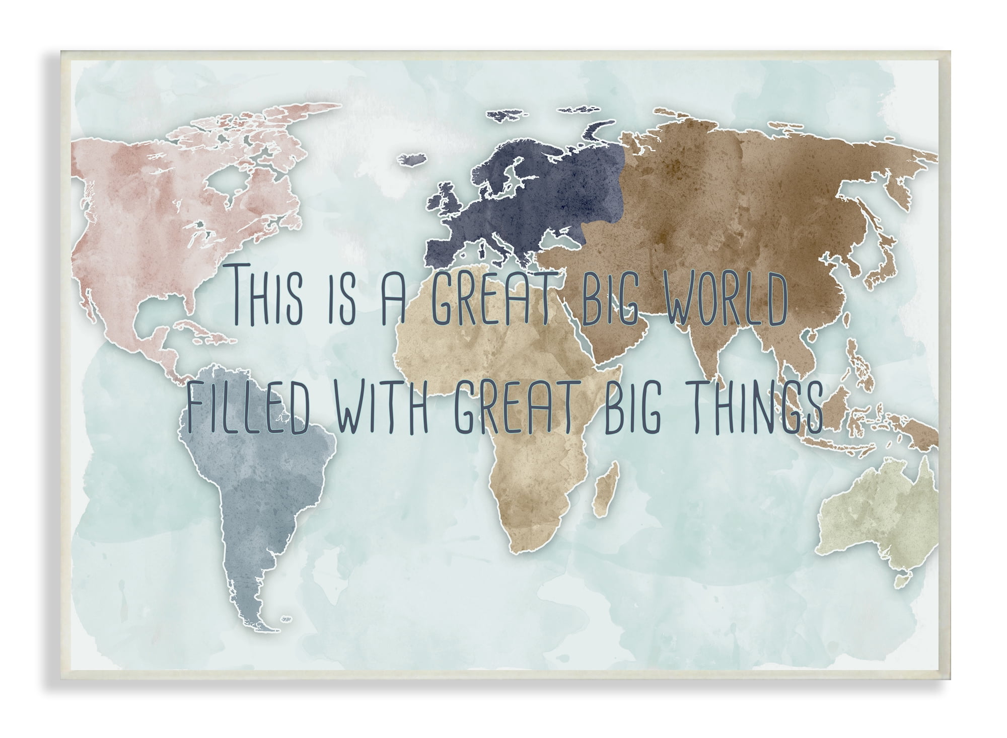 Stupell Industries This is a Great Big World Phrase Map of Continents Wall Plaque, 13 x 19, Design by Ziwei Li