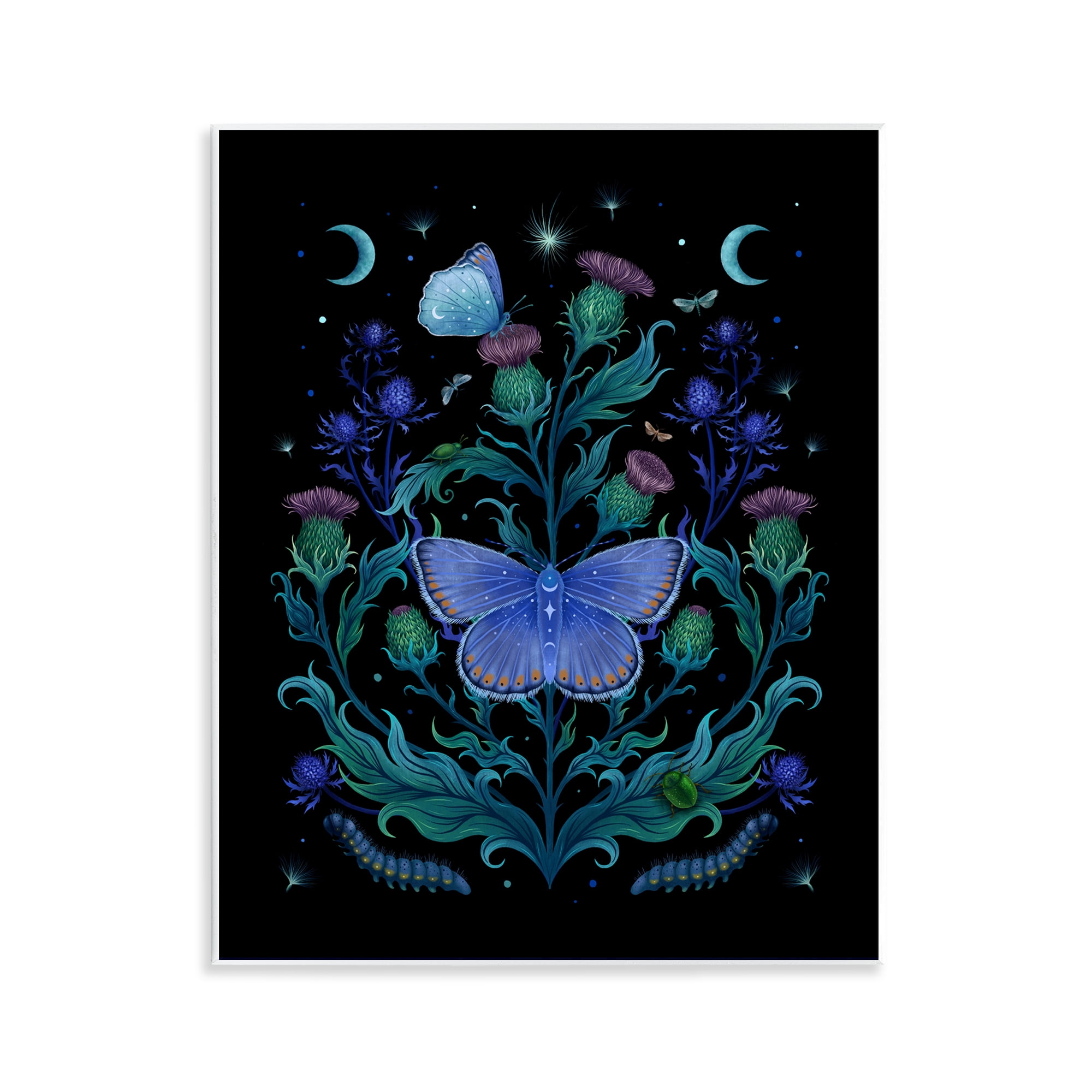 Stupell Industries Thistles & Insects at Night Wall Plaque Art, design by Episodic Drawings