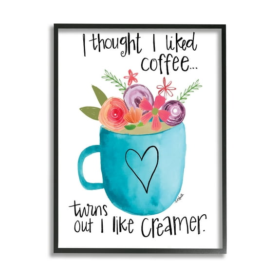 Stupell Industries Thought I Liked Coffee Phrase Kitchen Creamer Joke Graphic Art Black Framed Art Print Wall Art, 11x14, by Katie Doucette