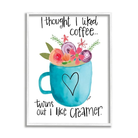 Stupell Industries Thought I Liked Coffee Phrase Kitchen Creamer Joke Graphic Art White Framed Art Print Wall Art, 11x14, by Katie Doucette