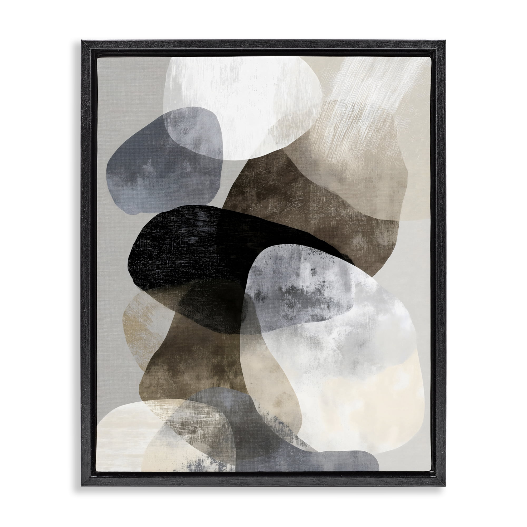 Stupell Industries Thoughts In Muted Layers Black Framed Floater Canvas Wall Art, design by Ink Drop Loft