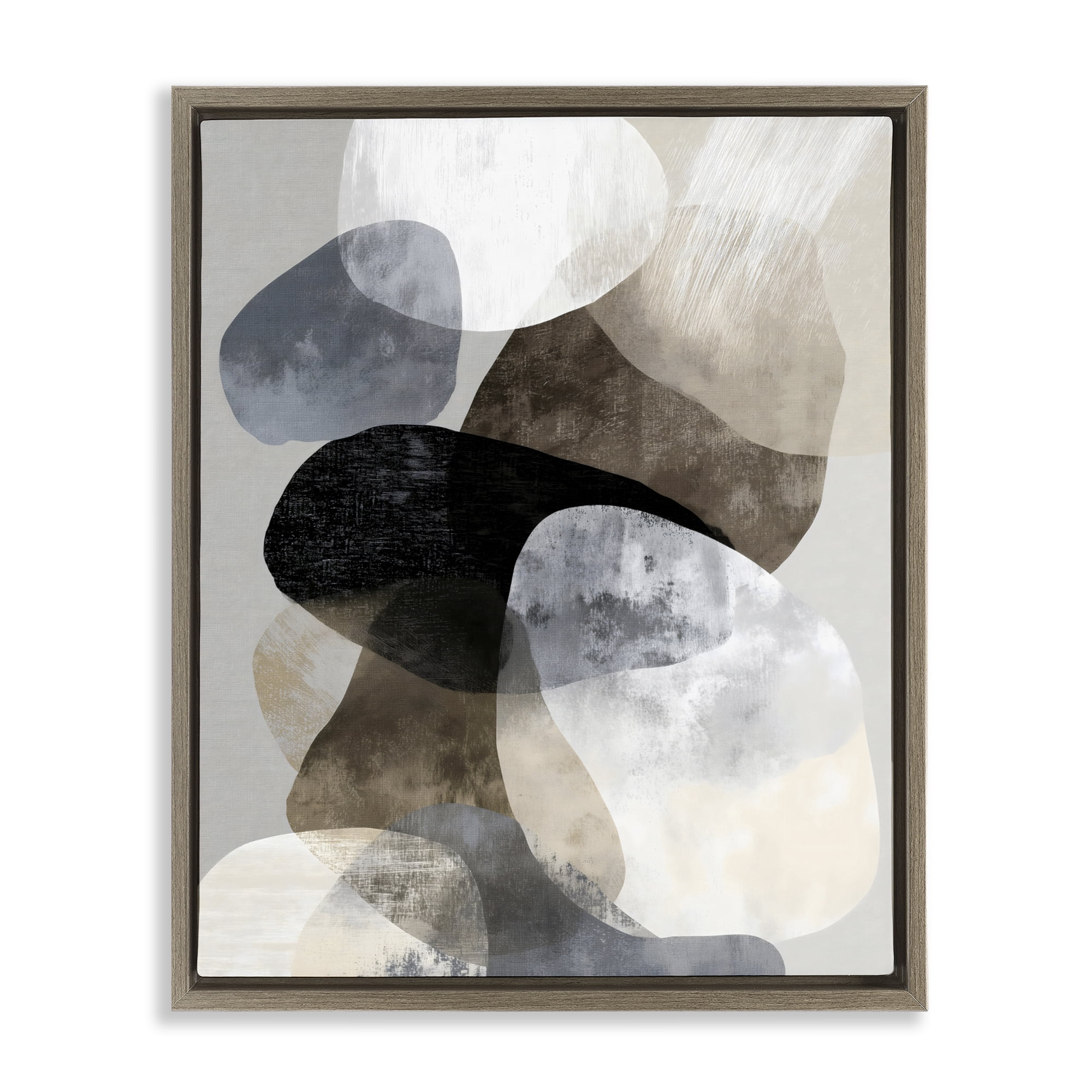 Stupell Industries Thoughts In Muted Layers Brown Framed Floater Canvas Wall Art, design by Ink Drop Loft