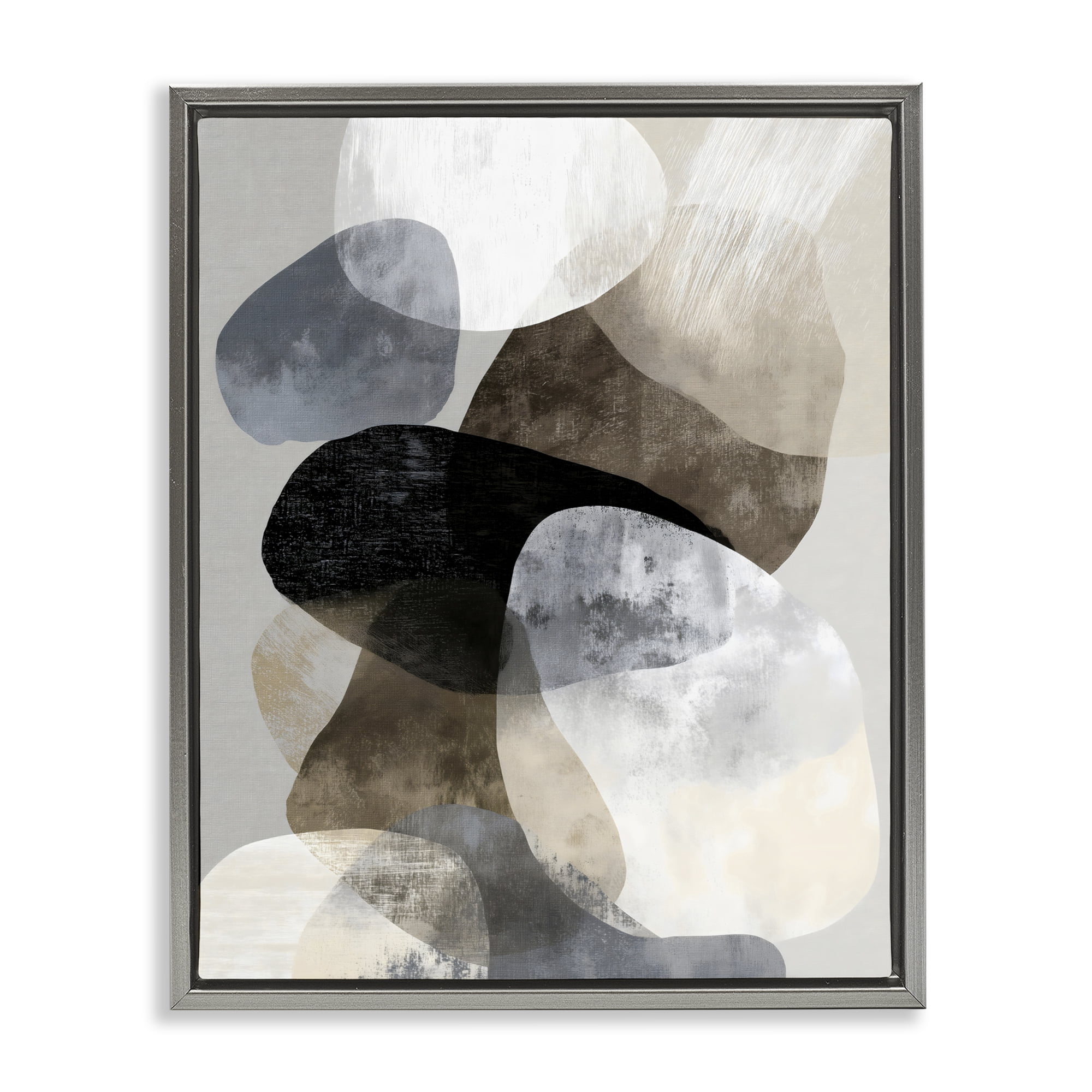Stupell Industries Thoughts In Muted Layers Gray Framed Floater Canvas Wall Art, design by Ink Drop Loft