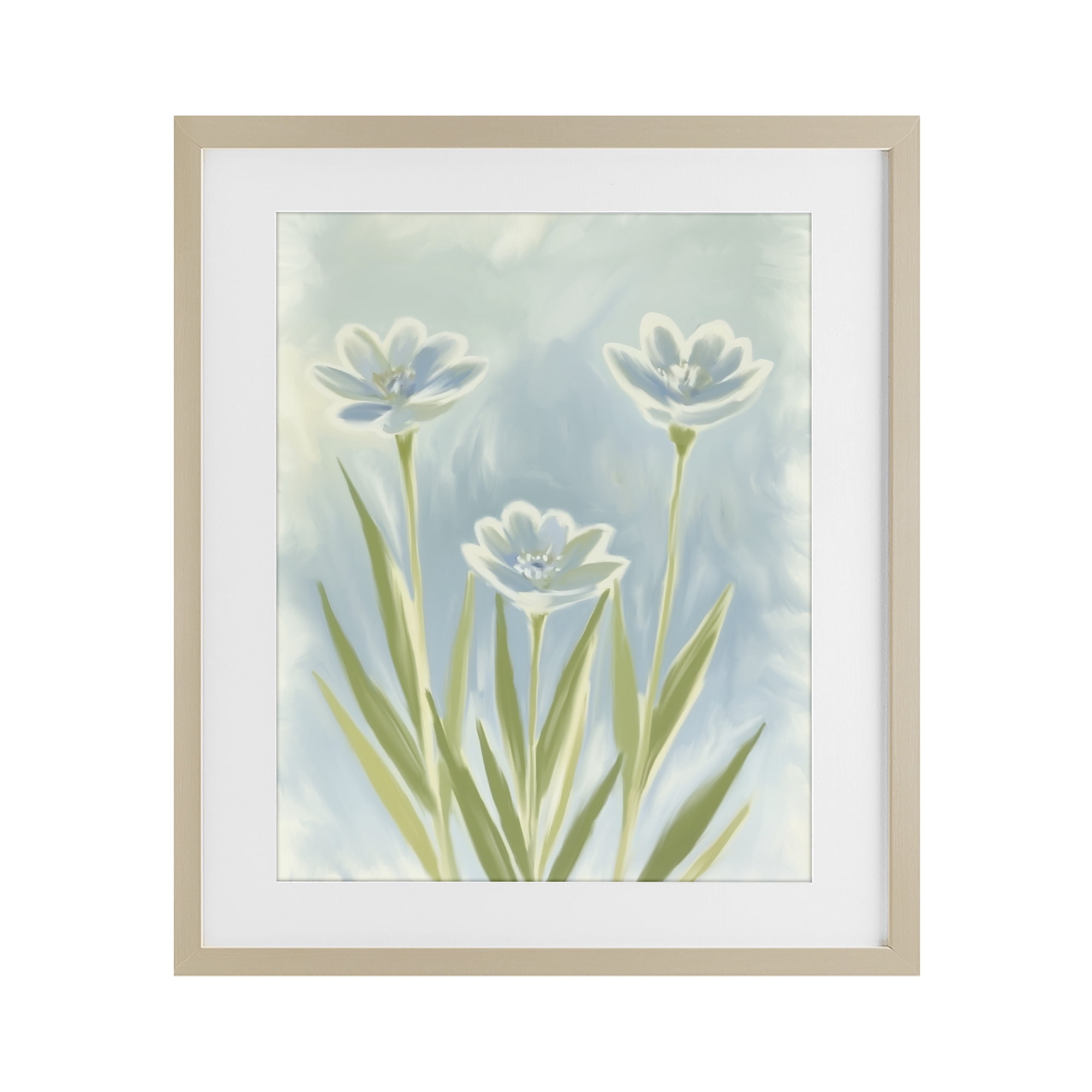 Stupell Industries Three Blue Petals Birch Framed Print Under Glass, design by Kim Allen