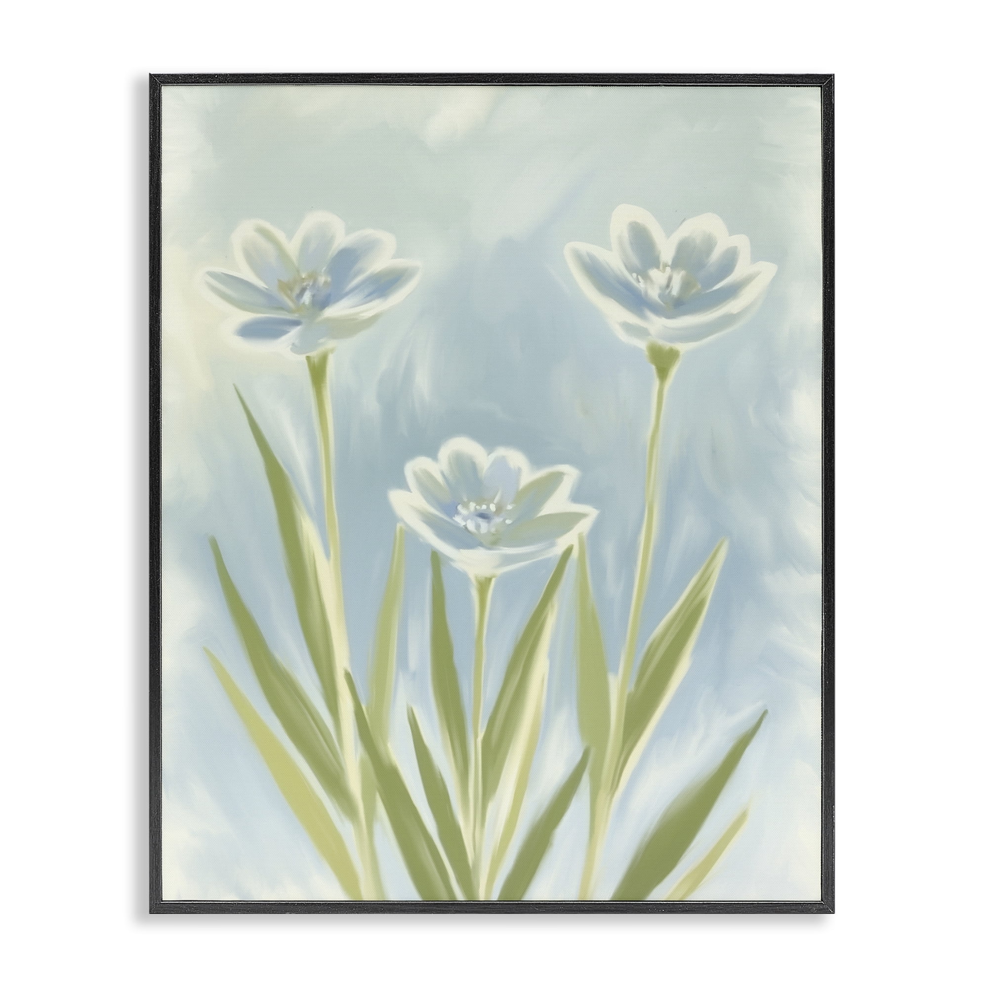 Stupell Industries Three Blue Petals Black Framed Giclee Art, design by Kim Allen