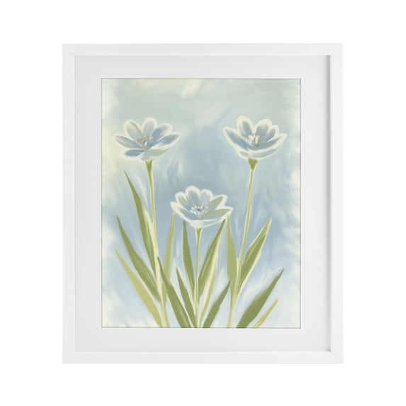 Stupell Industries Contemporary Three Blue Petals White Framed Print Under Glass, 13 x 16, by Kim Allen