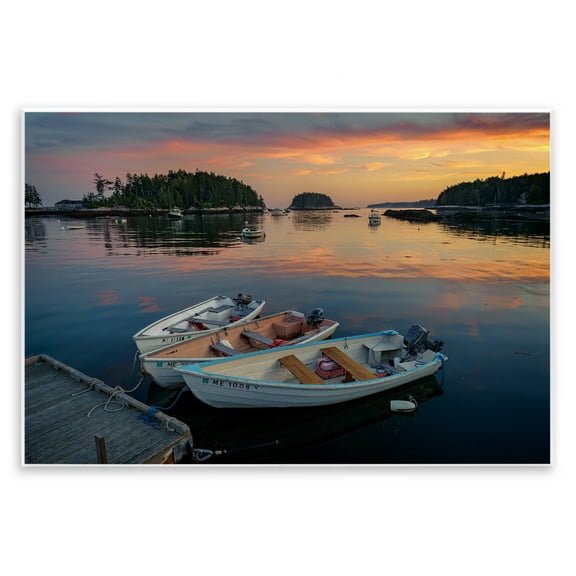Stupell Industries Three Boats at Sunset Nautical & Beach Photography Unframed Art Print Wall Art, 15 x 10