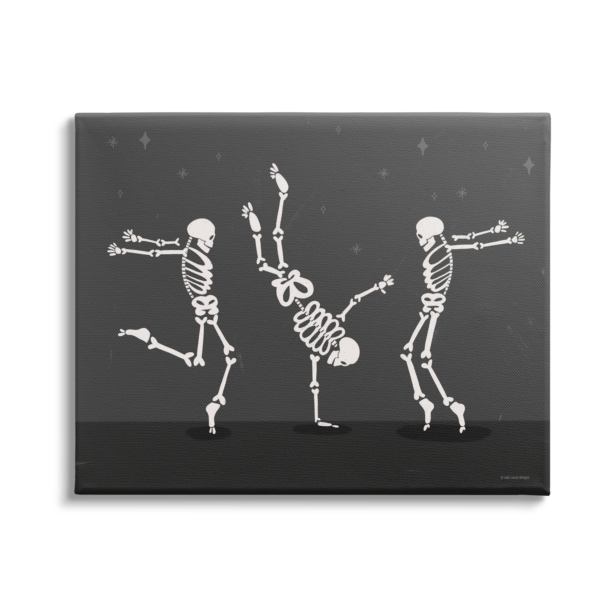 Stupell Industries Three Dancing Skeletons Holiday Painting Gallery Wrapped Canvas Print Wall Art, 40 x 30