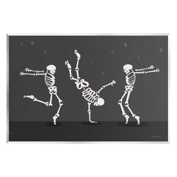 Stupell Industries Three Dancing Skeletons Holiday Painting Unframed Art Print Wall Art, 15 x 10