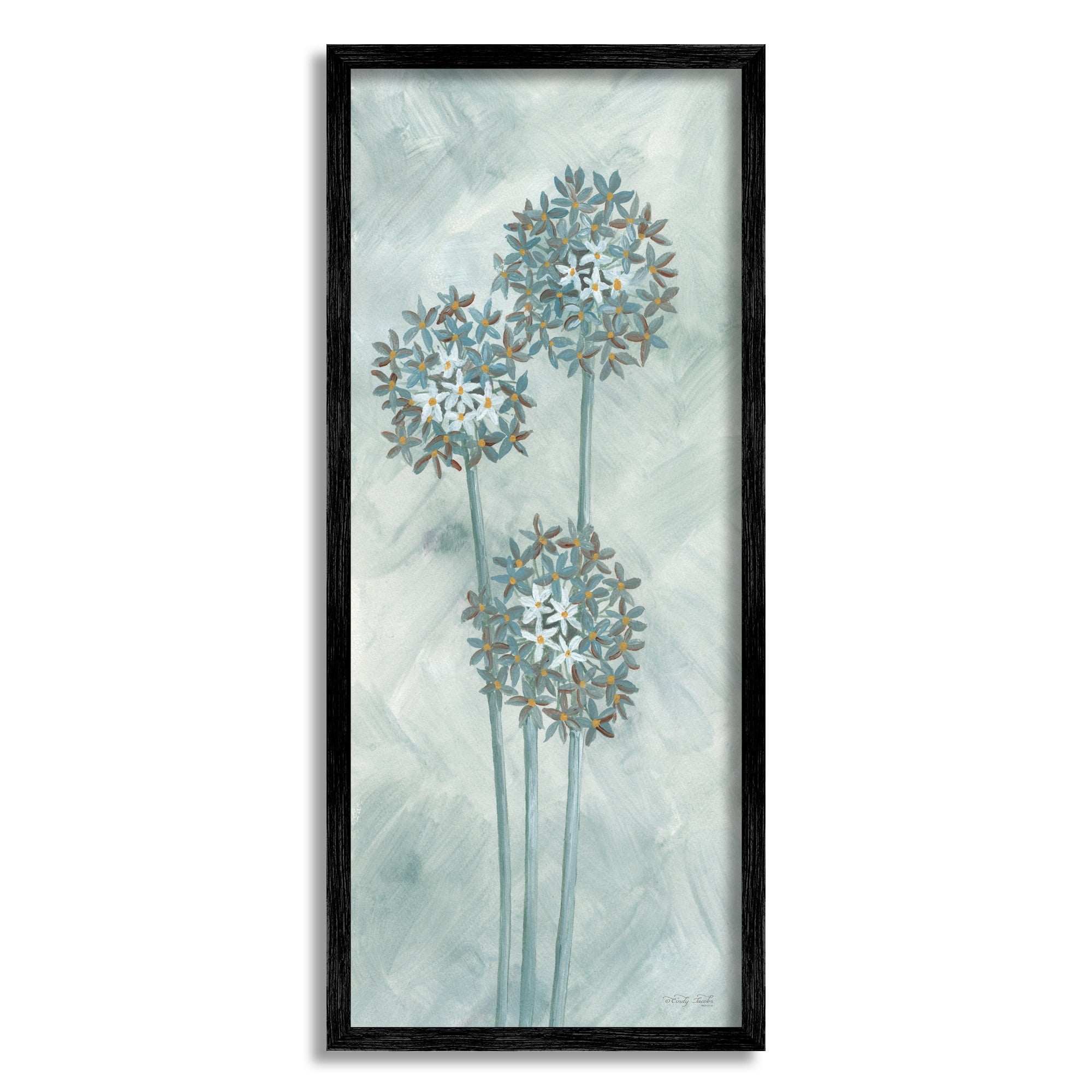 Stupell Industries Three Dandelion Sprigs Casual Floral Petals Illustration Painting Black Framed Art Print Wall Art, Design by Cindy Jacobs